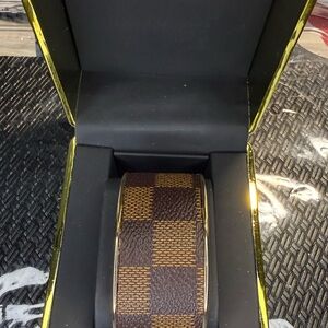 Brown Checkered Leather Bracelet